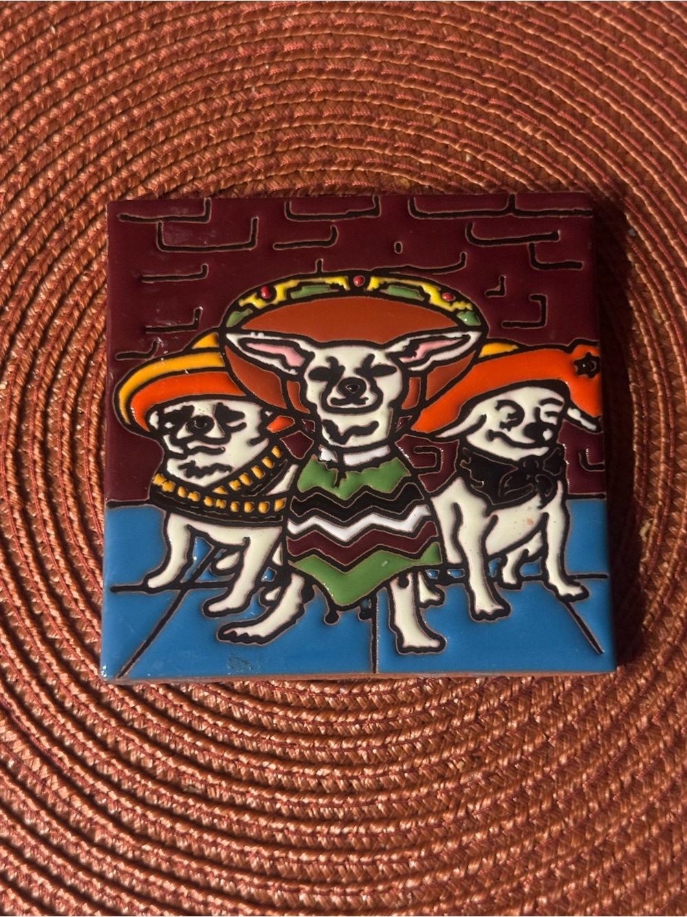 3 Amigos" Chihuahuas in Sombreros Ceramic Tile, 4x4
